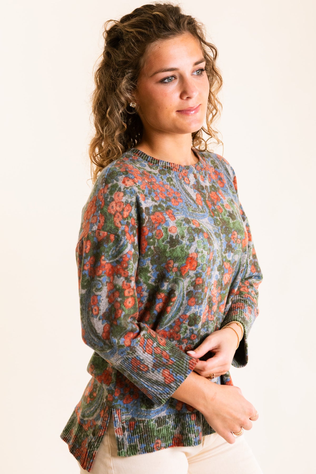 Super Soft Fleece Boxy Crew in Fern