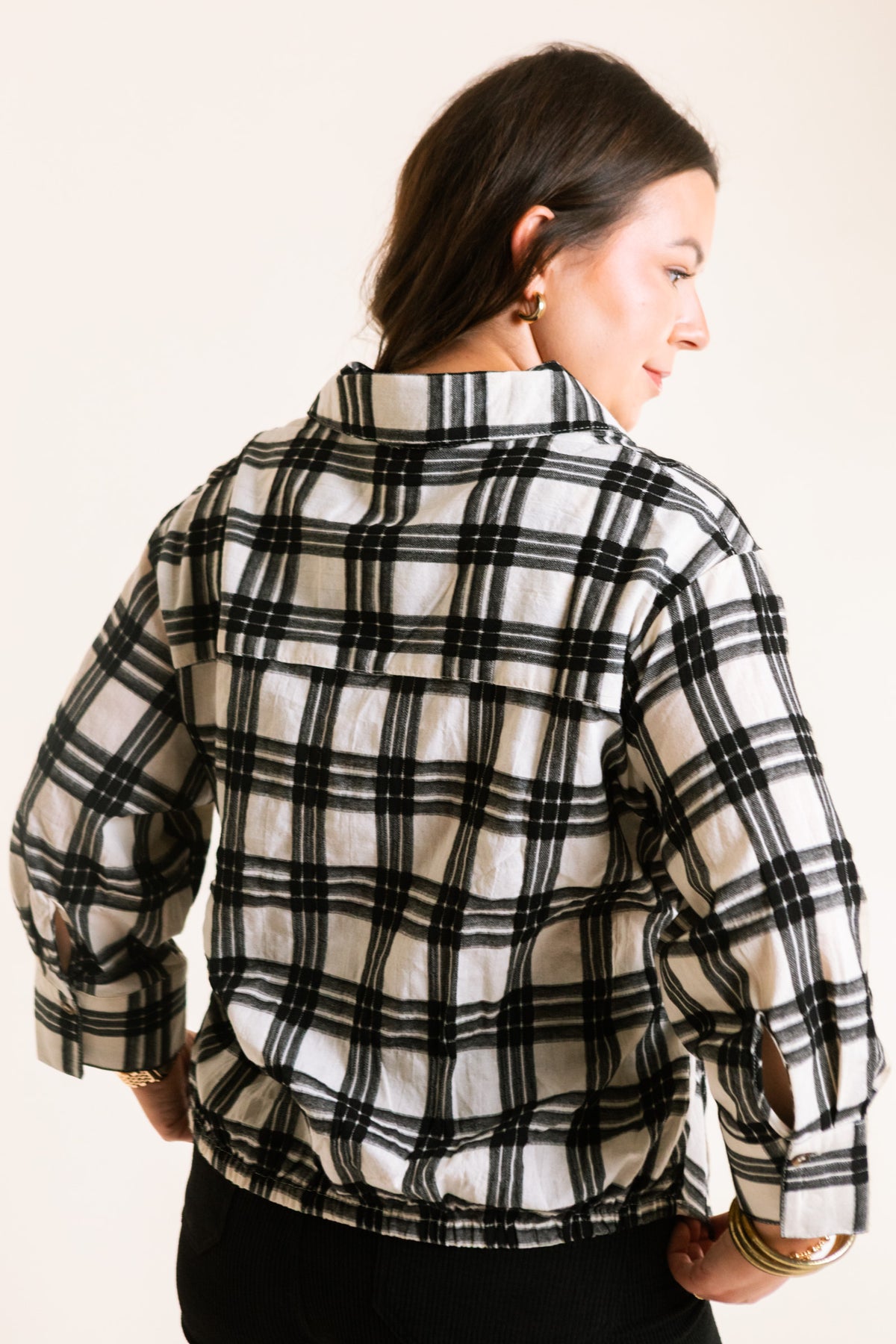 The Tatum Plaid Button Top