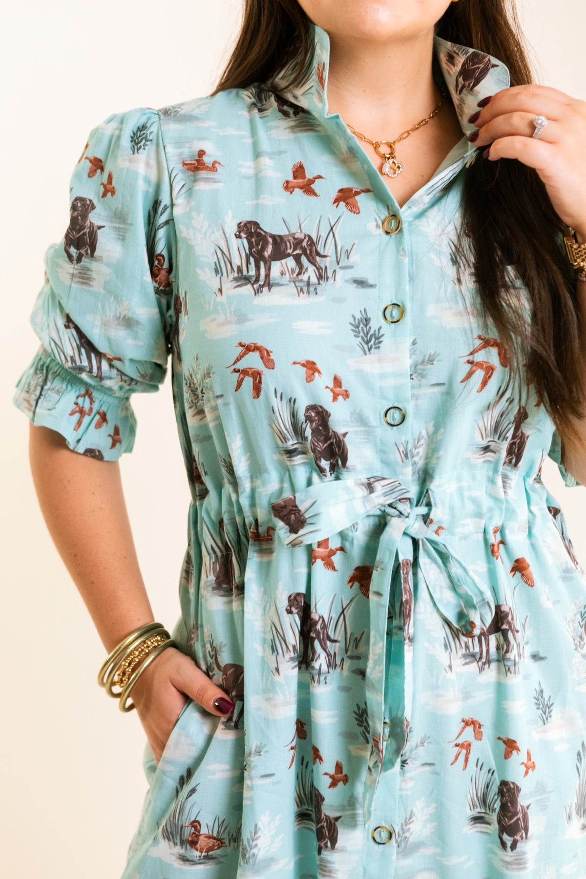 The Catherine Midi Dress in Dogs & Drakes