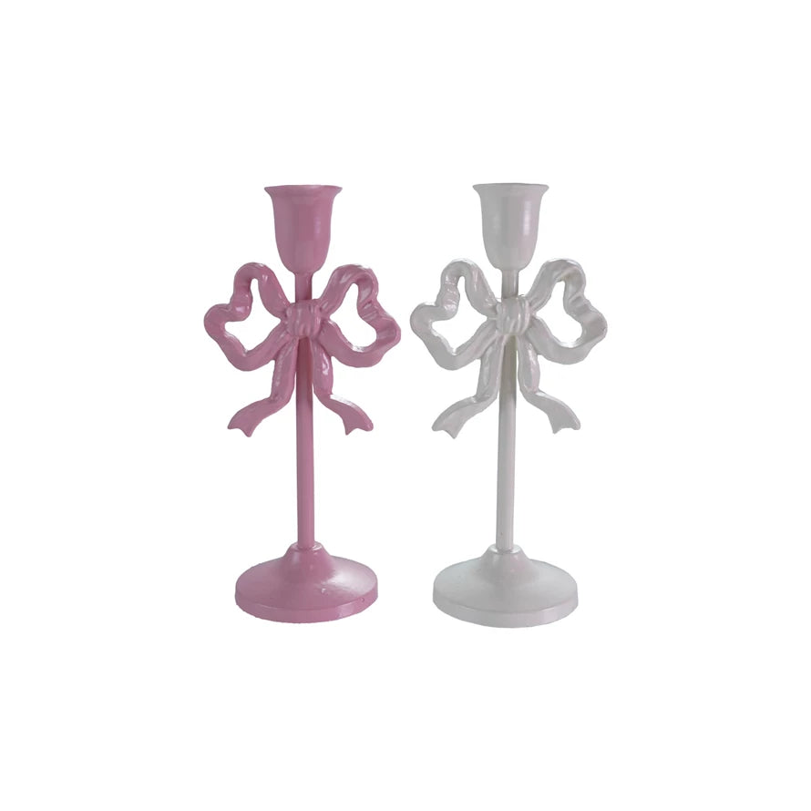Cast Iron Bow Taper Candle Holder