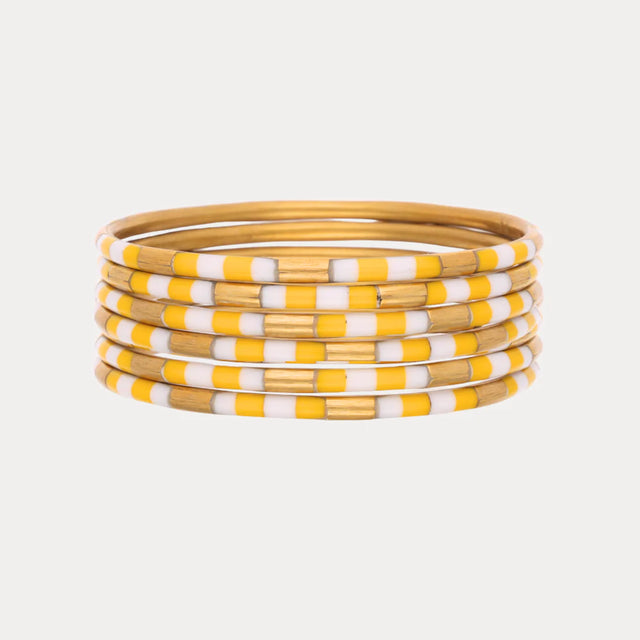 BuDhaGirl | Yellow/White Veda Bangles - Set of 6