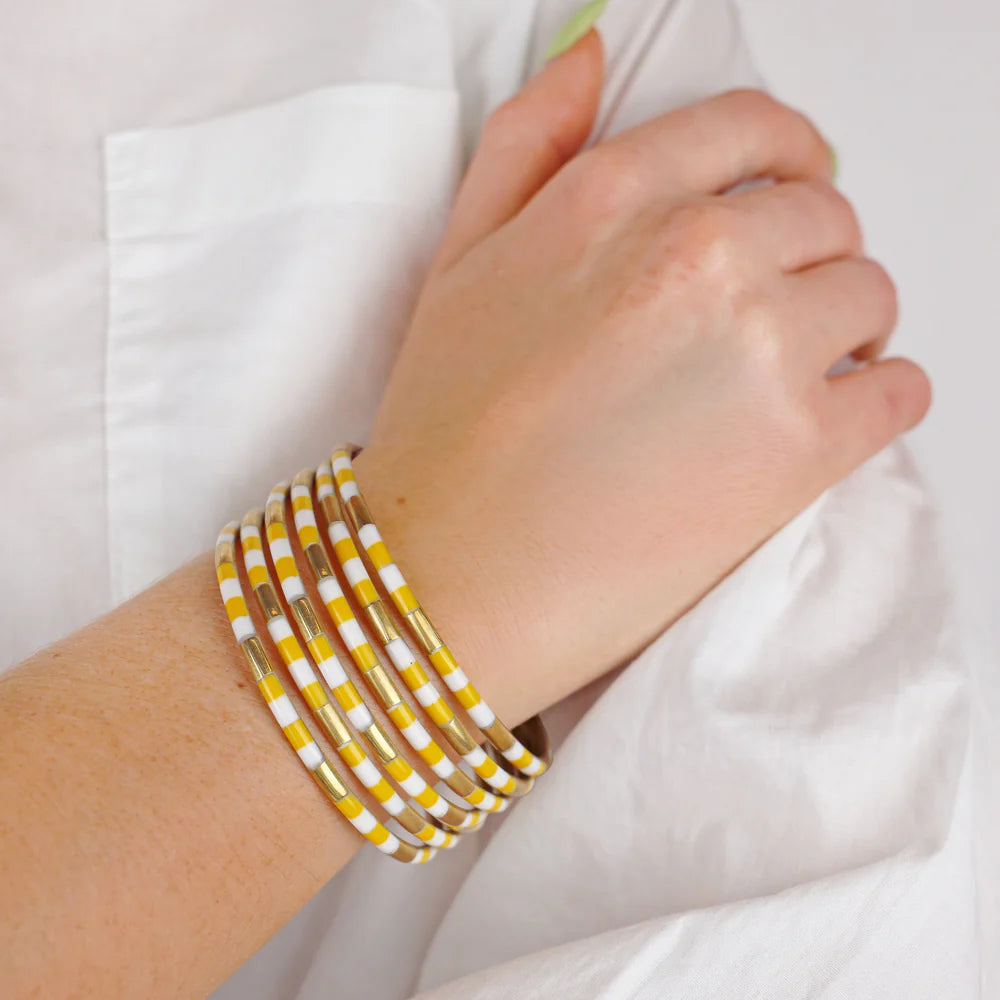 BuDhaGirl | Yellow/White Veda Bangles - Set of 6