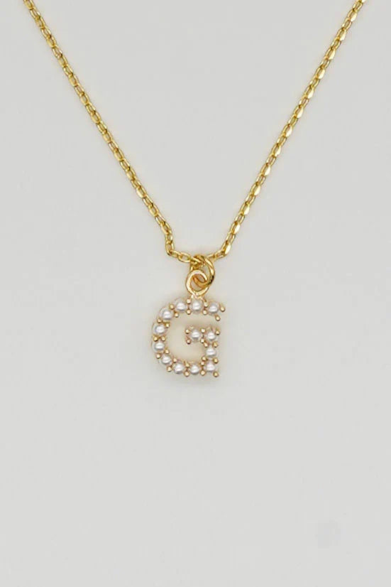 Brenda Grands Jewelry | Dainty Love Pearl Initial Necklace