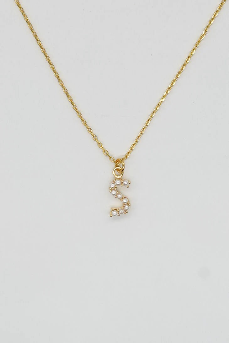 Brenda Grands Jewelry | Dainty Love Pearl Initial Necklace