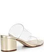 Schutz | Victorie Vinyl Banded Block Heel Slip On Sandals - Platinum