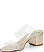 Schutz | Victorie Vinyl Banded Block Heel Slip On Sandals - Platinum