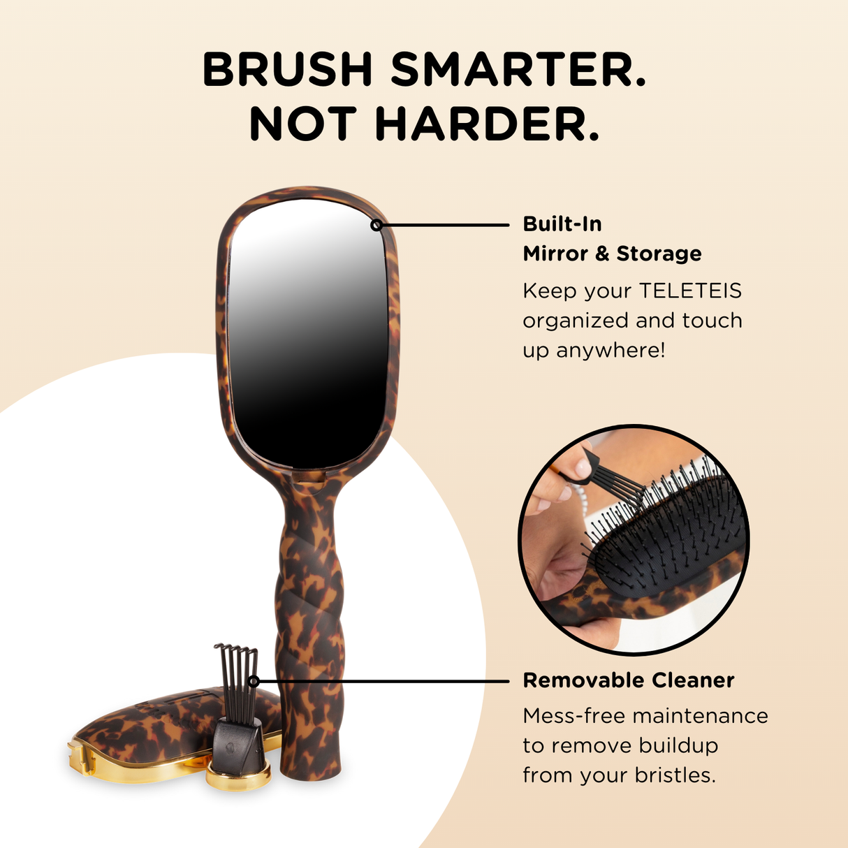 Teleties | Detangler Hair Brush for Thick Hair - Tortoise