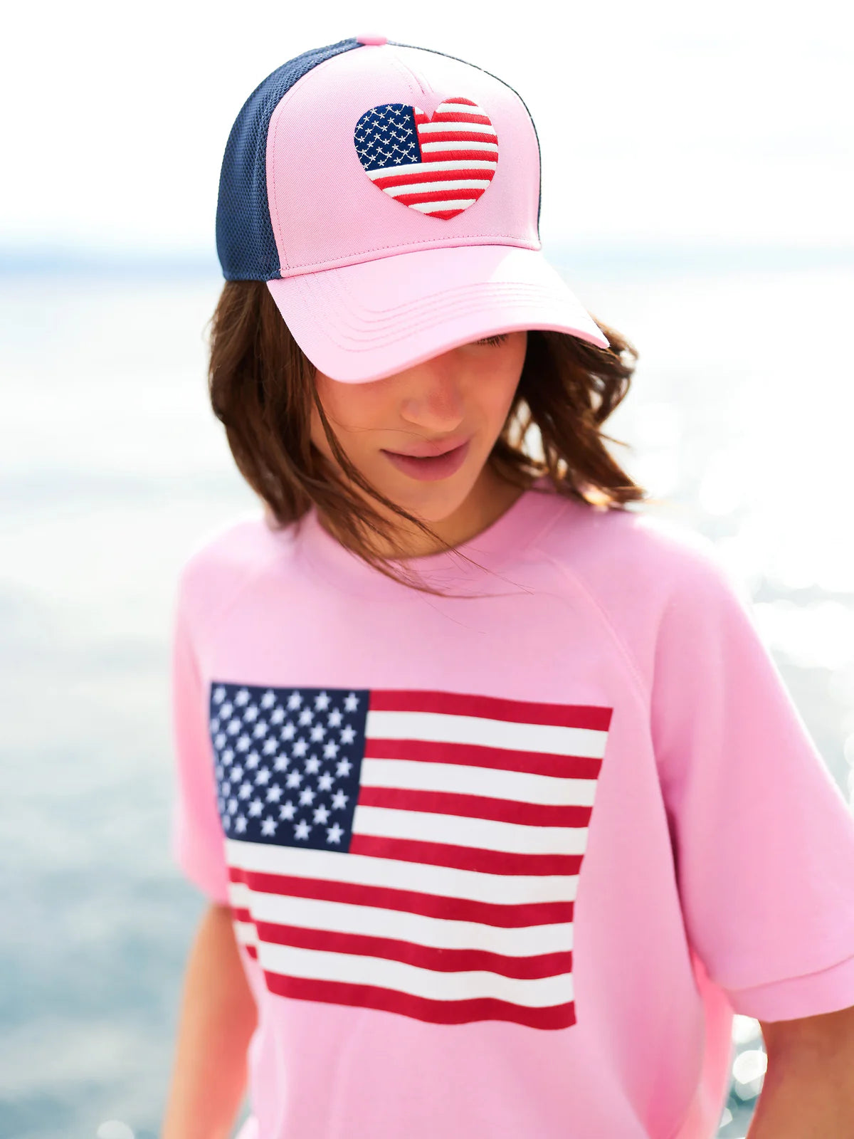 Shiraleah | Heart Flag Trucker Hat - Pink