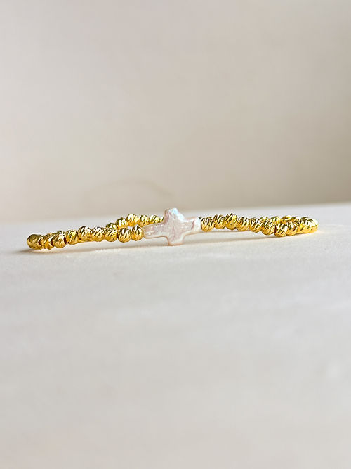 Easton Elle | Beam Stretch Bracelet with Pearl Cross