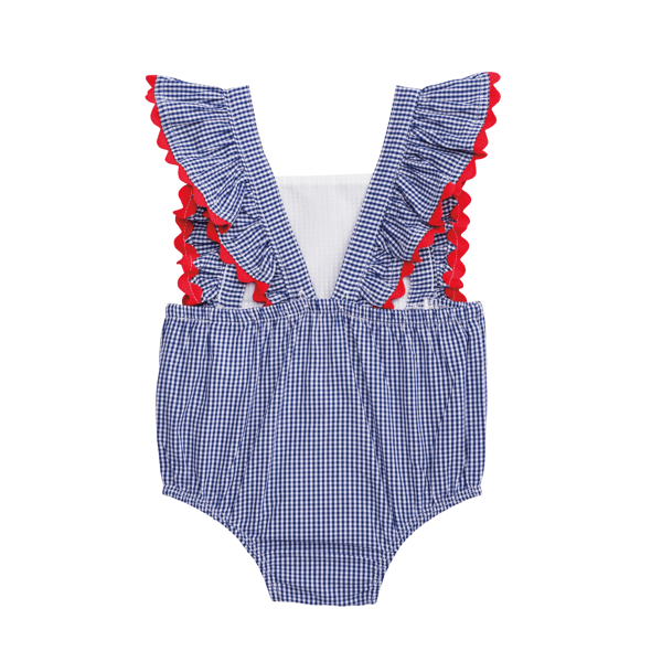 Mudpie | Gingham Ric Rac Bubble And Headband Set