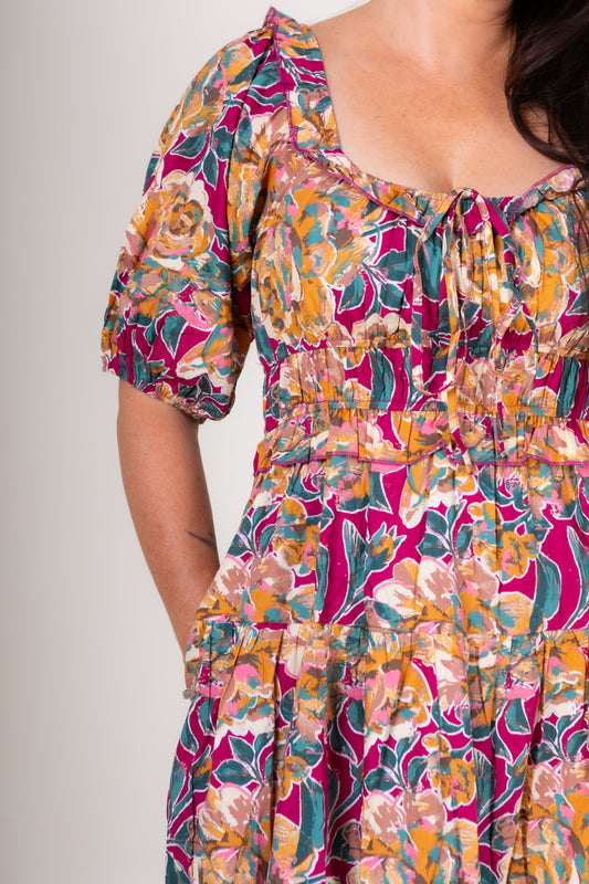 Maeva Floral Print Midi Dress