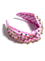 Embellished Gingham Knotted Headband
