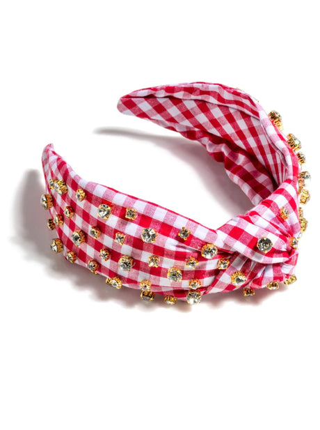 Embellished Gingham Knotted Headband