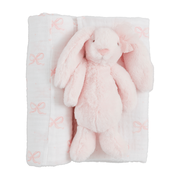 Bow Swaddle And Rattle Set