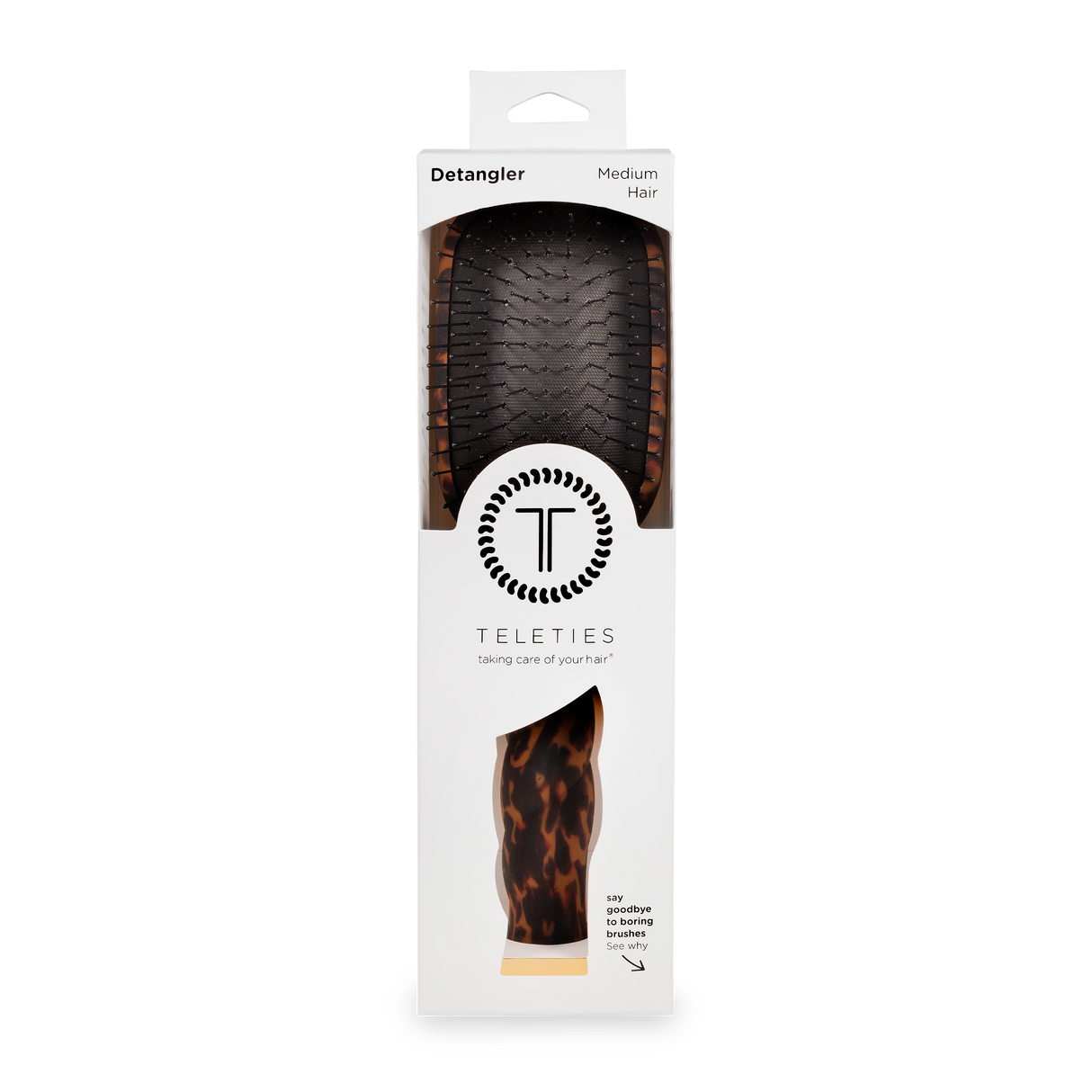Teleties | Detangler Hair Brush for Medium Hair - Tortoise