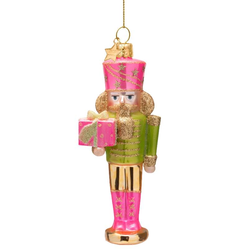 Vondels | Glass Ornament - Pink/Green Nutcracker