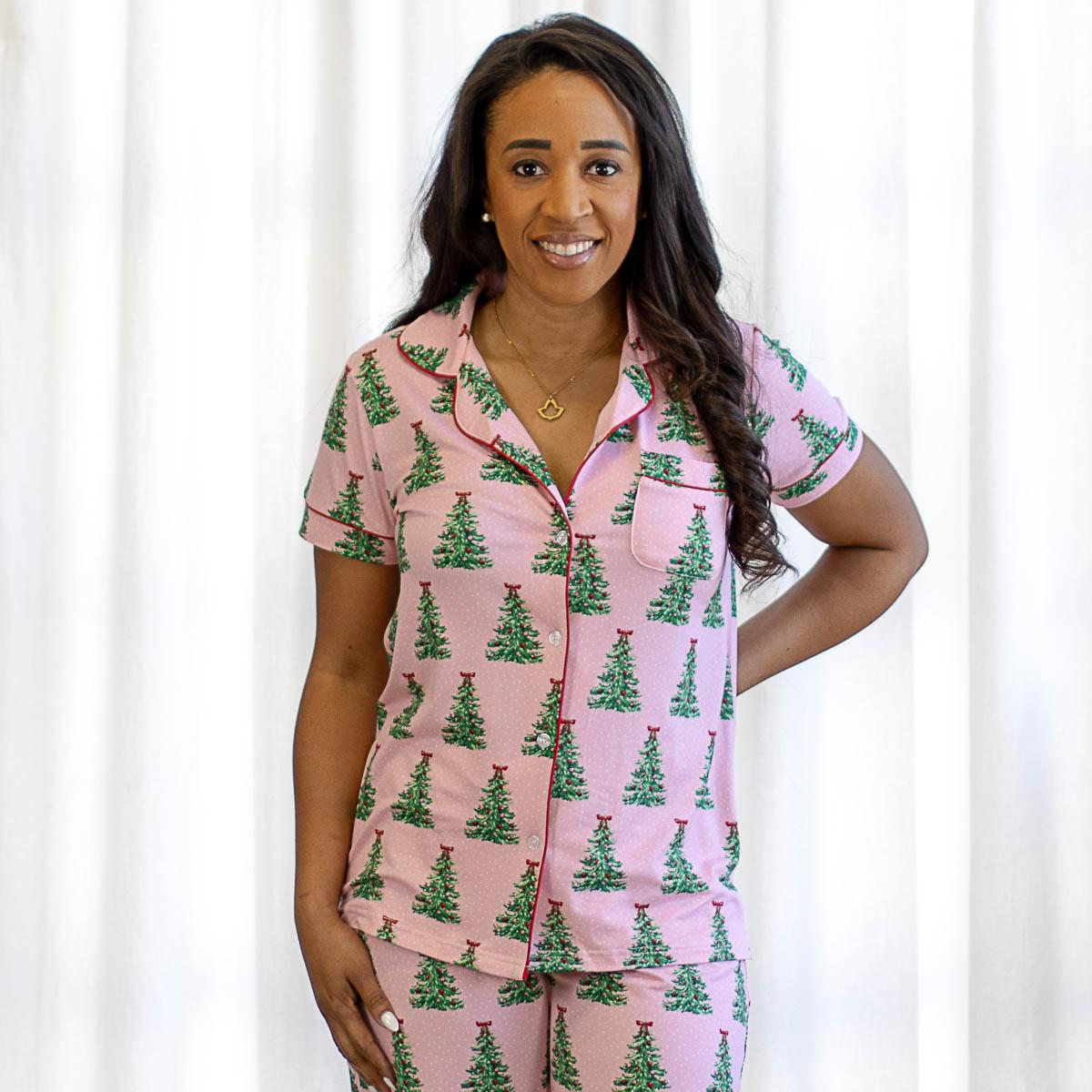 The Royal Standard | Noelle Tree Short Sleeve Button Up Sleep Shirt