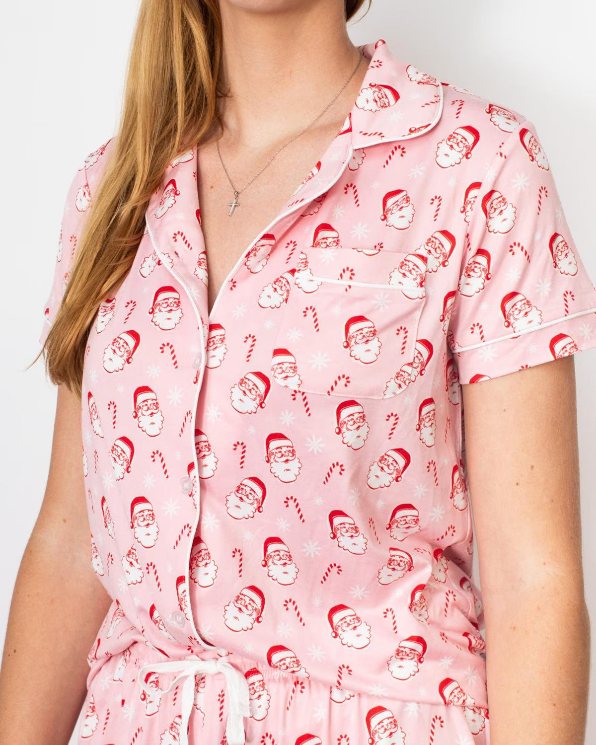 The Royal Standard | Candy Cane Cutie Short Sleeve Button Up Sleep Shirt