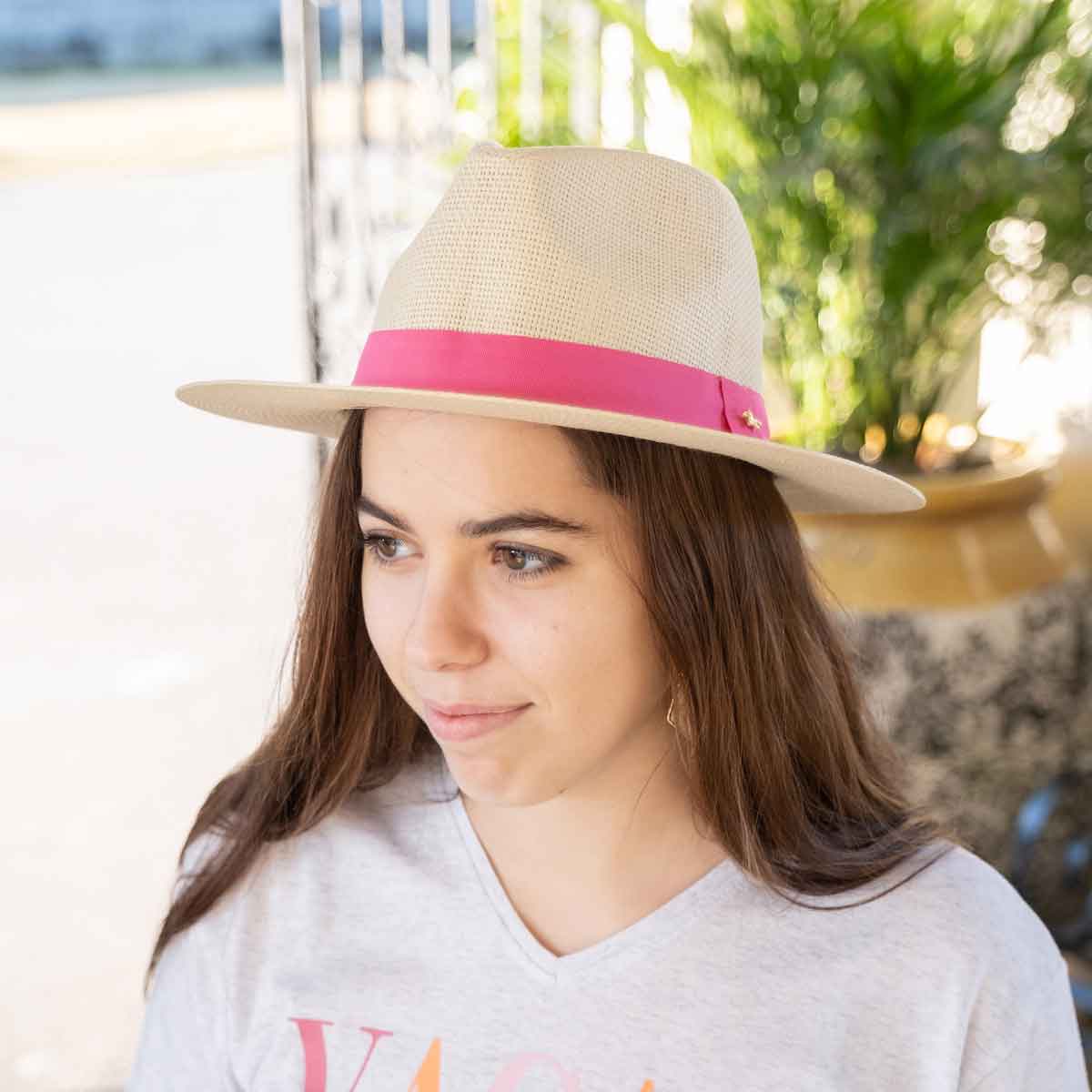 The Royal Standard | Panama Wide Brim Fedora in Hot Pink