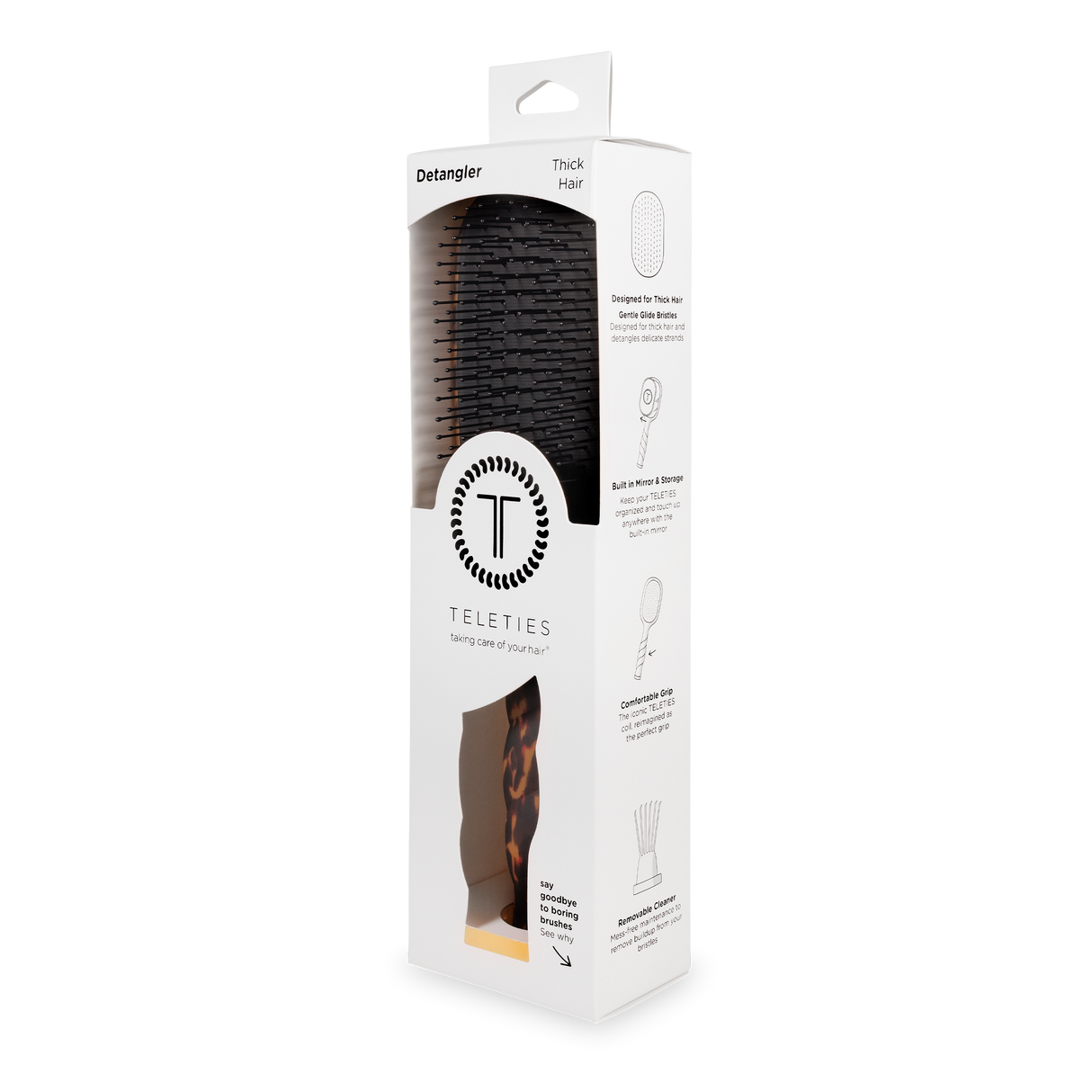 Teleties | Detangler Hair Brush for Thick Hair - Tortoise