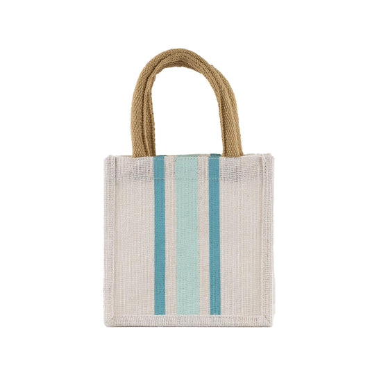 Stripe Petite Gift Tote in White, Turquoise and Sky
