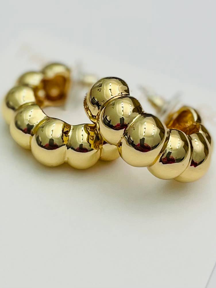 Two Forty Two | GOLDEN | Wide Bubble Hoop - Gold