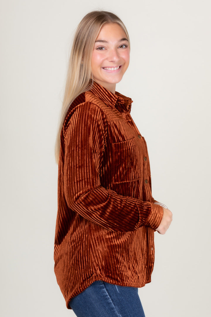 The Lillian Textured Velvet Button Shirt