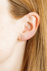 LINNY CO | Screwback Stud Earrings - Clara Cross Gold Sparkle