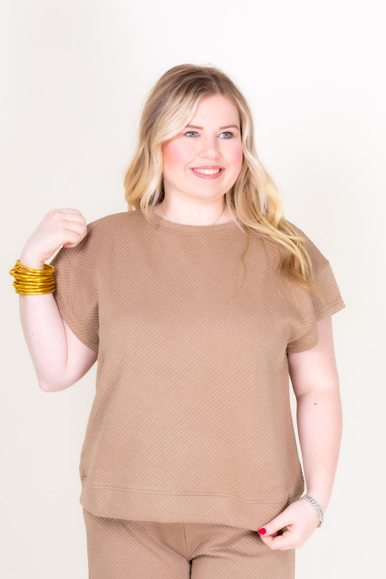 Textured Short Sleeve Sweatshirt Top (Final Sale)