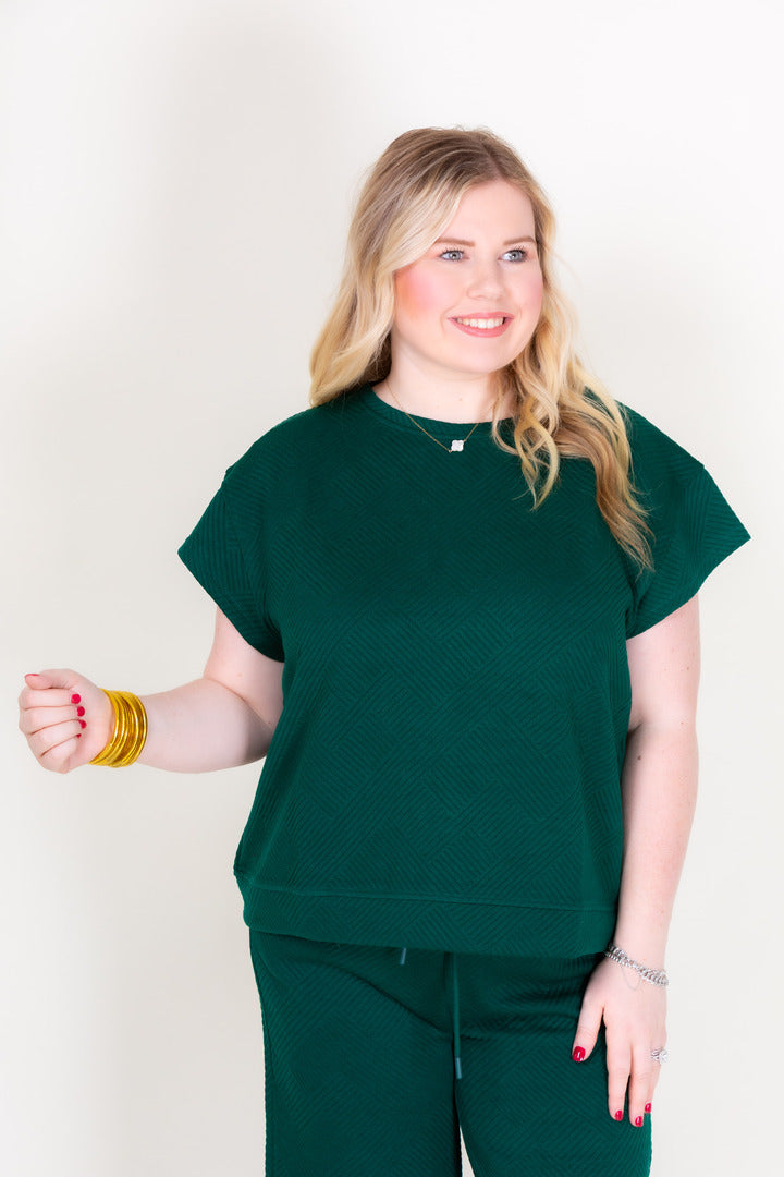 Textured Short Sleeve Sweatshirt Top (Final Sale)