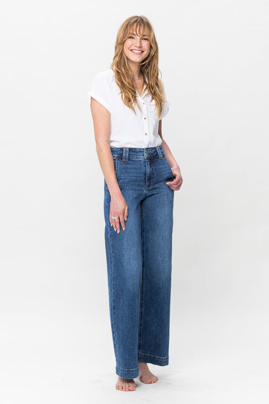 Judy Blue | High Waist Double Button Wide Leg Jean