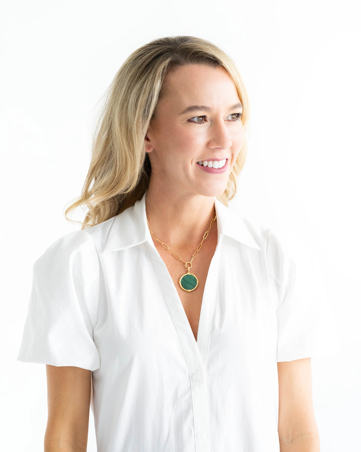 Susan Shaw | Ida Paperclip Necklace - Malachite
