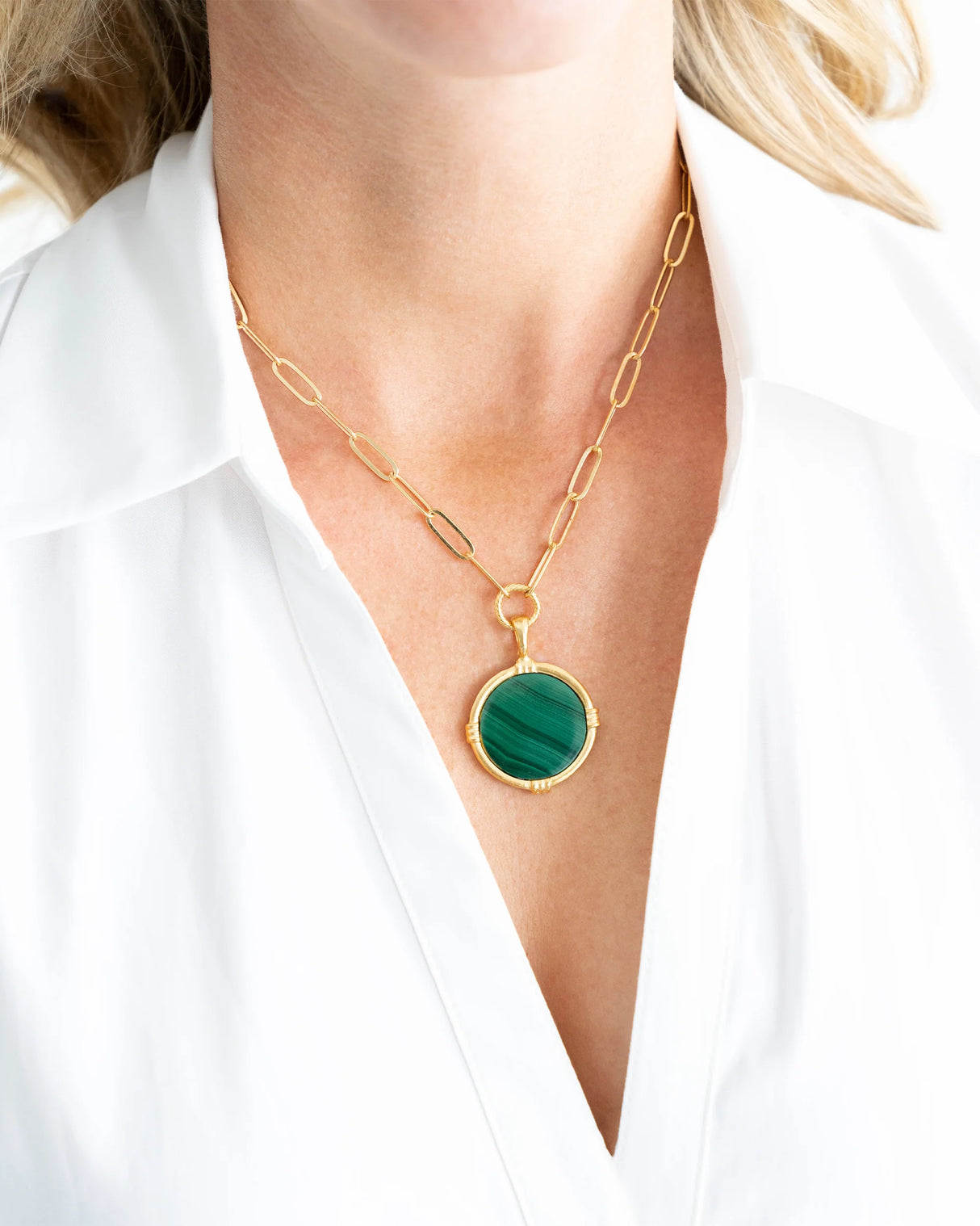 Susan Shaw | Ida Paperclip Necklace - Malachite