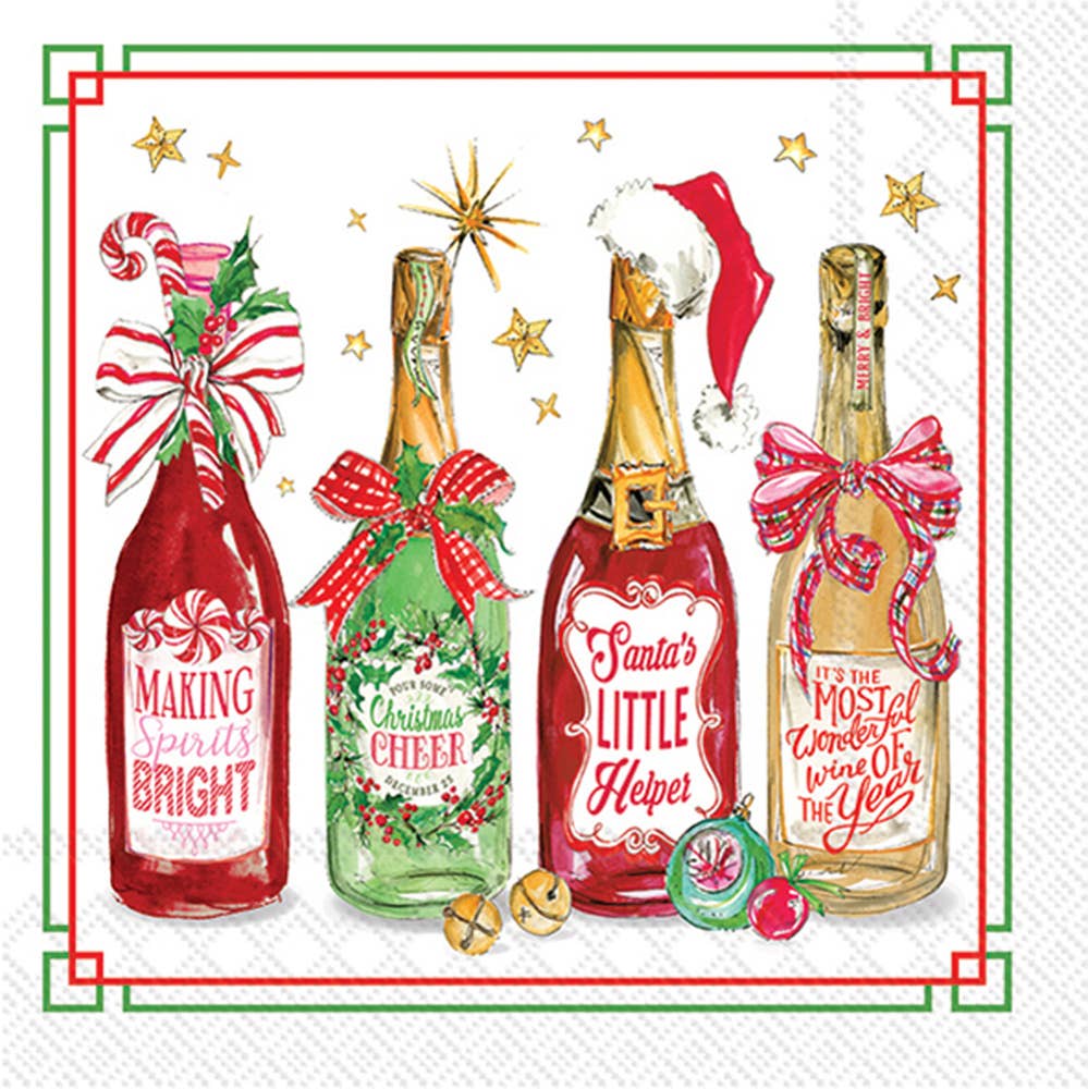 Boston International - Paper Cocktail Napkins Pk/20 Christmas Bottles Christmas