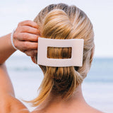 Teleties | Flat Rectangle Hair Clip | Large | Almond Beige