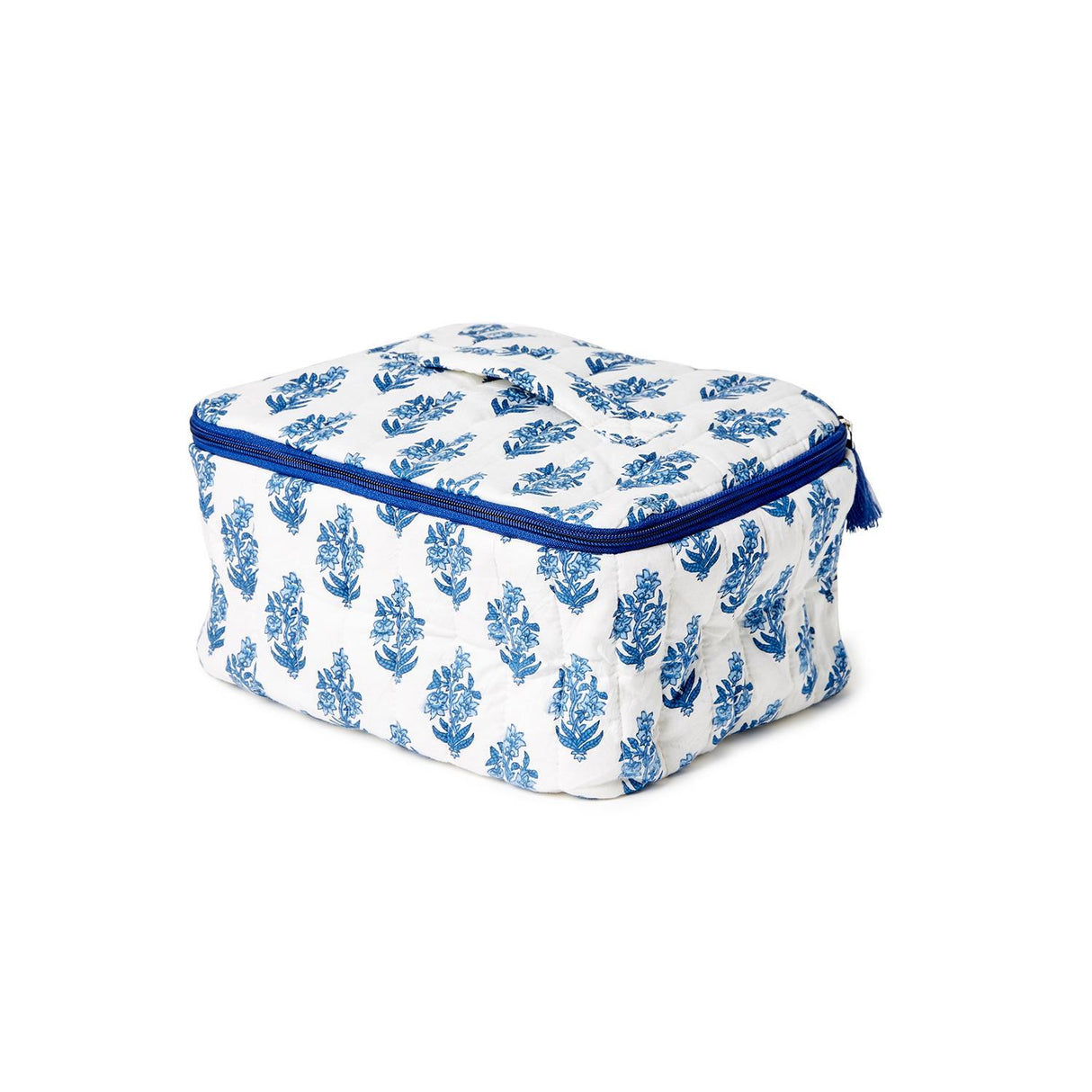 Petal Party Hand Block Printed Cotton Quilted Soft Cosmetic Case and Pouch Set