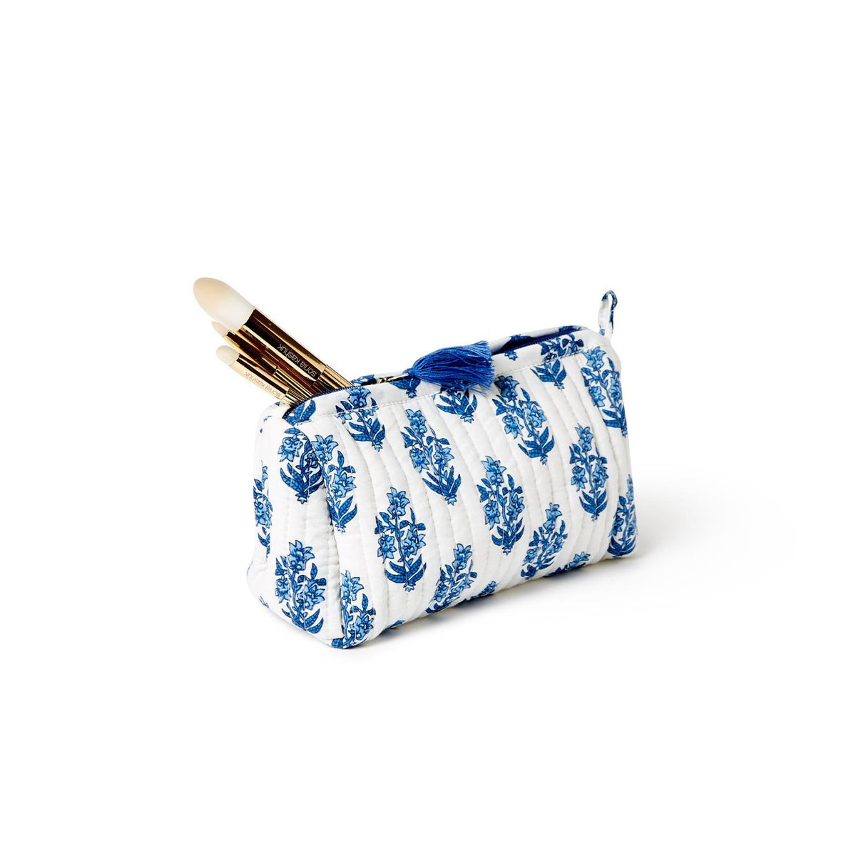 Petal Party Hand Block Printed Cotton Quilted Soft Cosmetic Case and Pouch Set