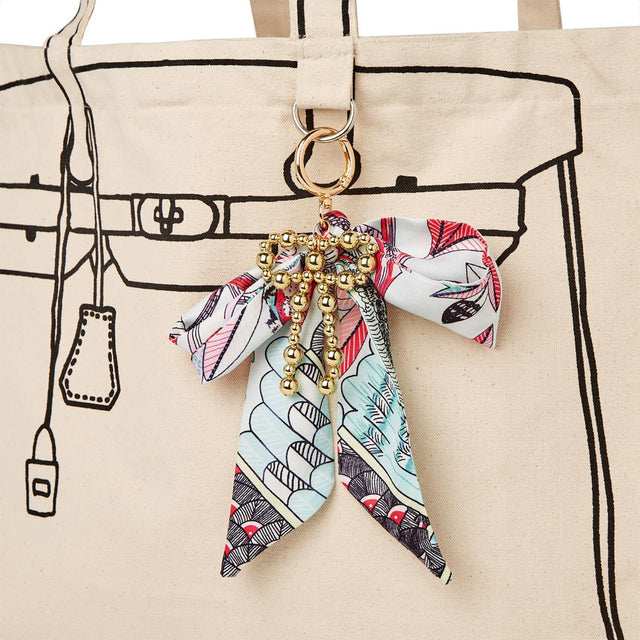 Tie a Bow on it Scarf Bag Charm with a Gold Ball Bow Charm