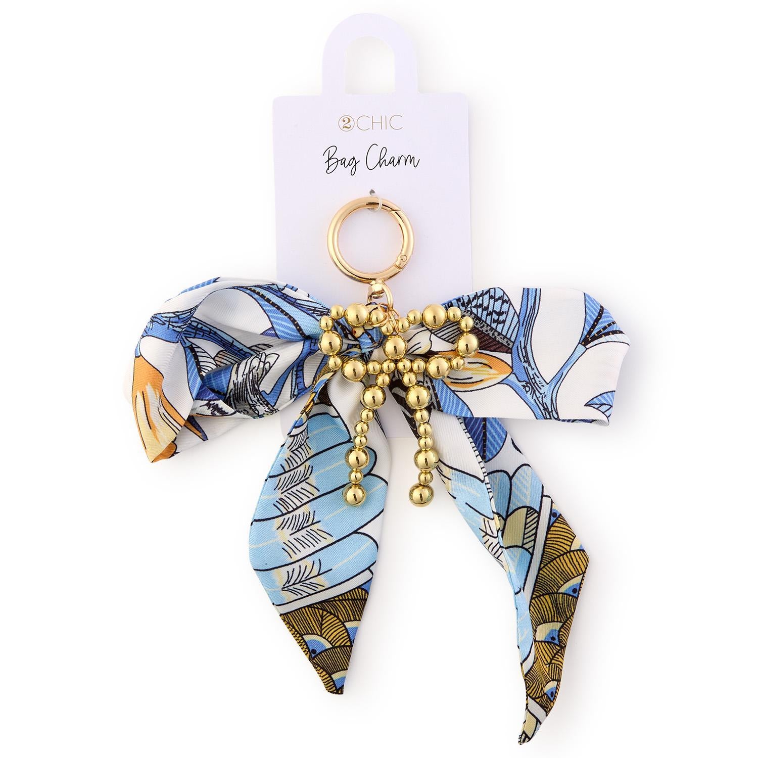 Tie a Bow on it Scarf Bag Charm with a Gold Ball Bow Charm