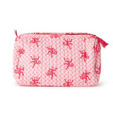 Happy Monkey Block Printed Cotton Quilted Cosmetic and Accessory Bag