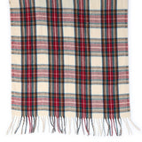 Two's Company | Winter White Tartan Scarf with Fringe Trim