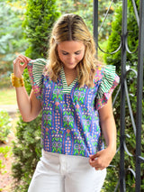 Whispering Flowers V-Neck Top