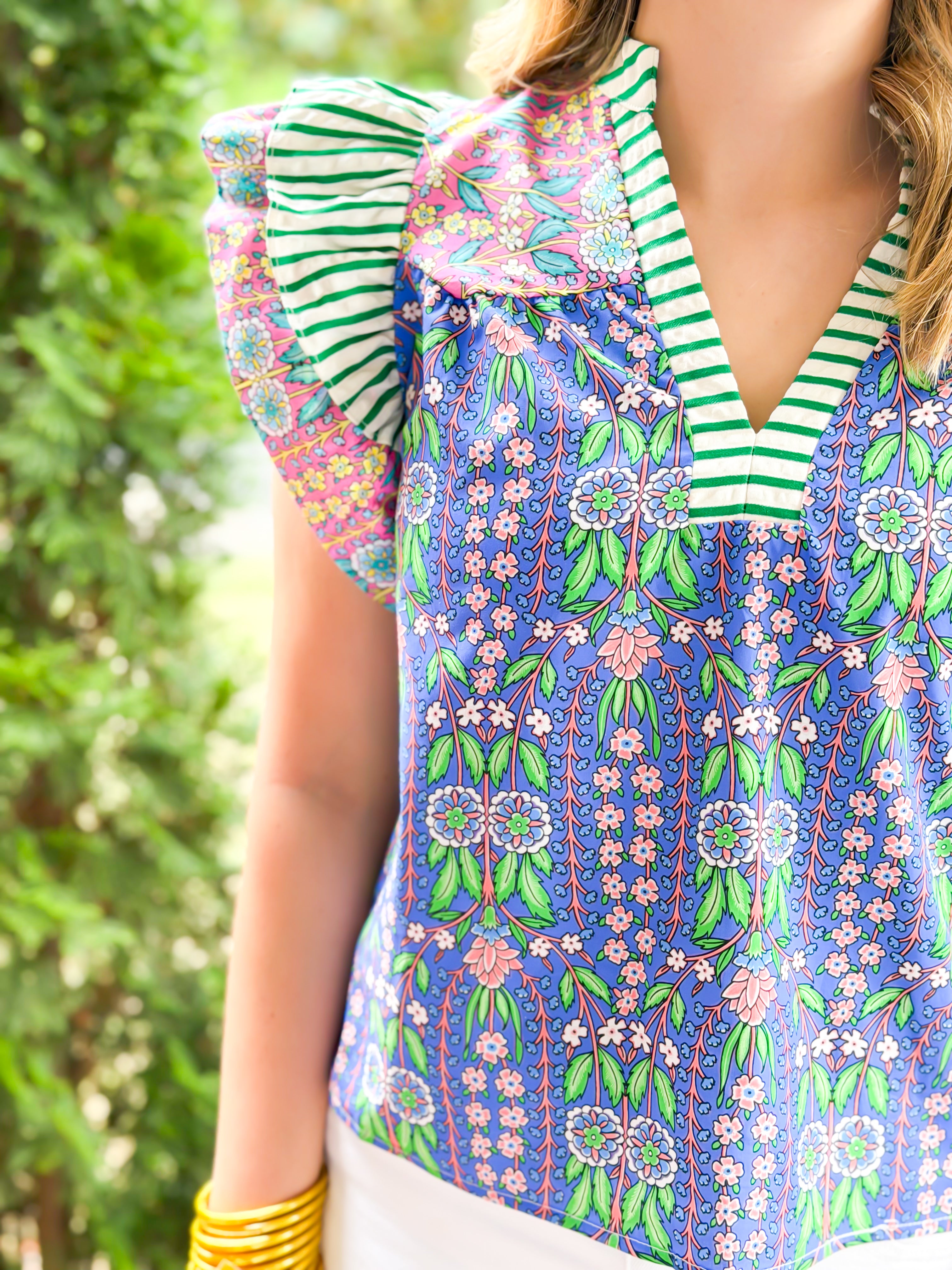 Whispering Flowers V-Neck Top