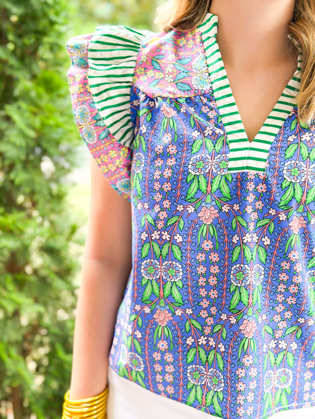 Whispering Flowers V-Neck Top