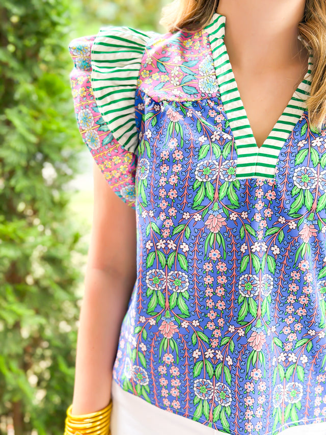 Whispering Flowers V-Neck Top