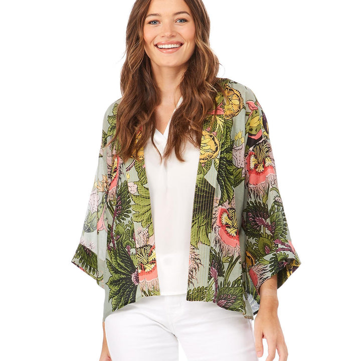 Eccentric Bloom Putty Short Kimono