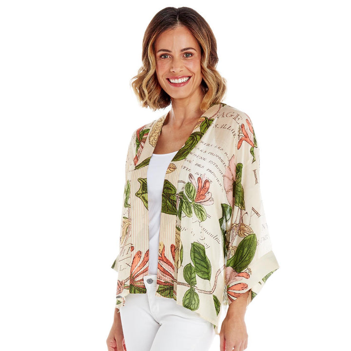 Honeysuckle Print Short Kimono