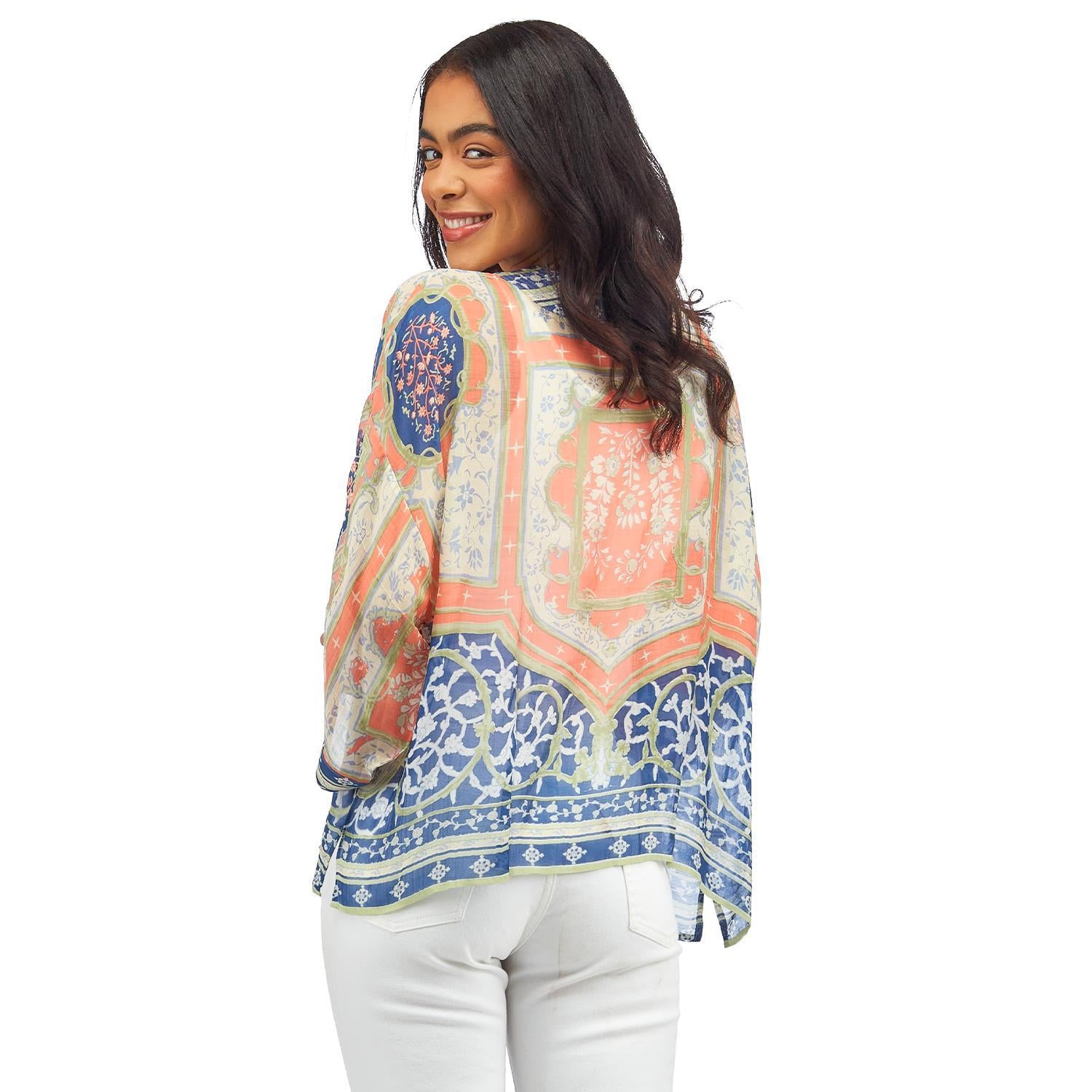 Indian Summer Blue Short Kimono