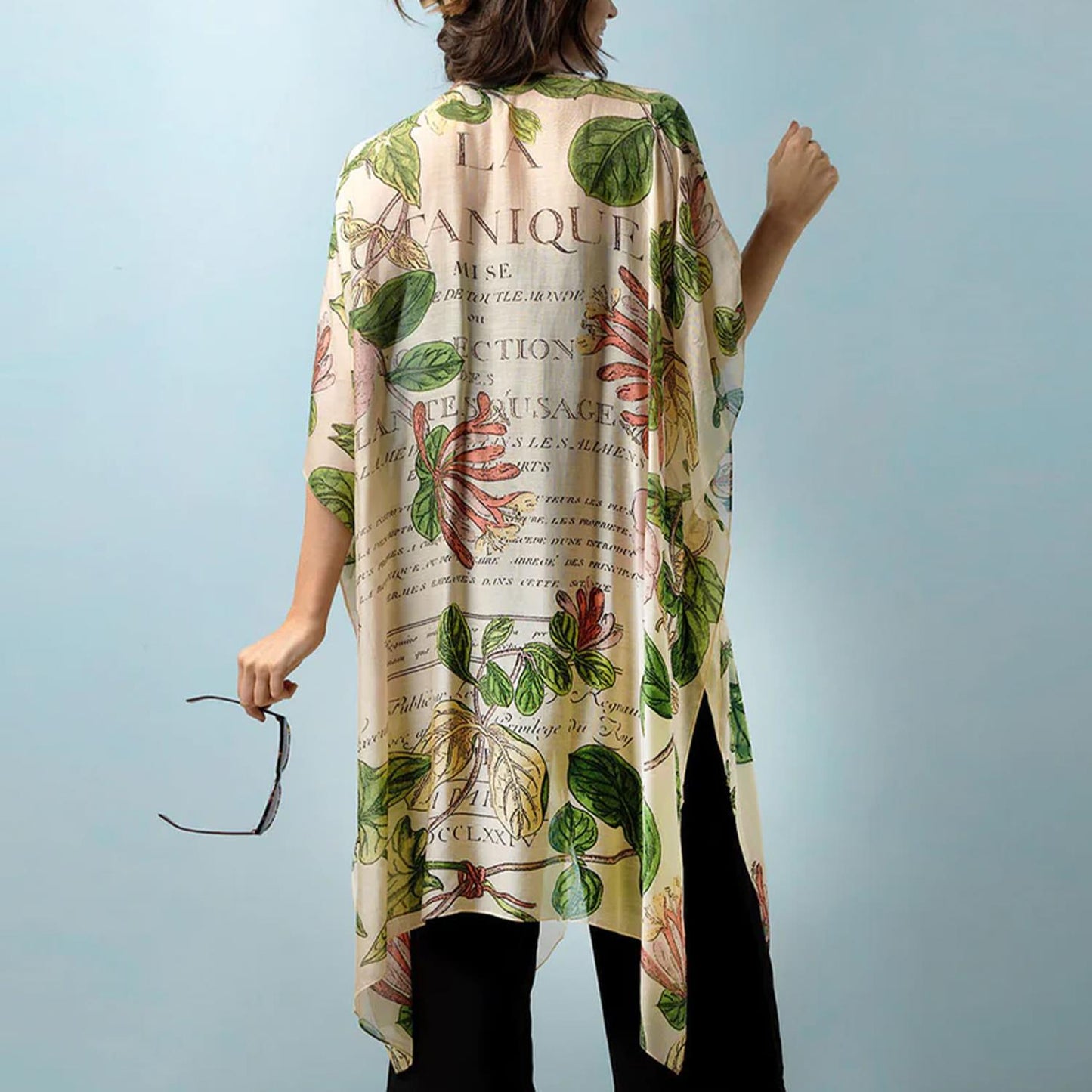 Honeysuckle Print Long Kimono