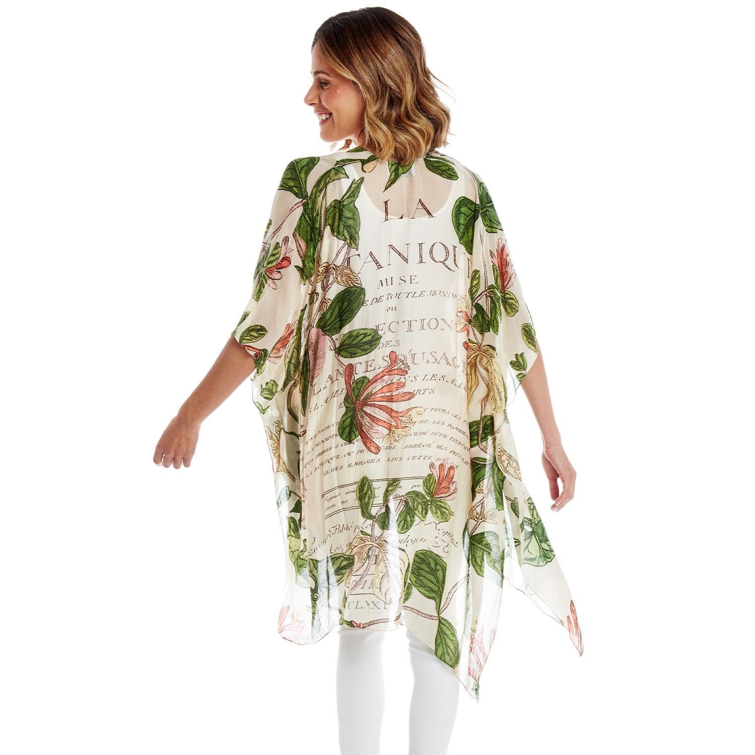 Honeysuckle Print Long Kimono